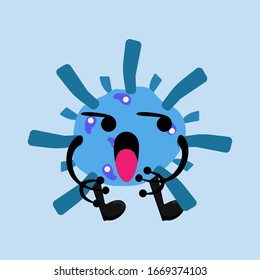 Illustration vector graphic of cute angry bacteria isolated on light blue background. Bacteriology concept design. Cute cartoon germ in flat style design. vector illustration EPS10.