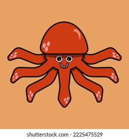 illustration vector graphic of cute baby octopus doodle style. perfect for cover children book, sticker, print on t shirt, character for your business, and ect.