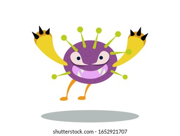 Ilustración vectorial gráfico de caracteres bacteria lindo corriendo. Dibujo vectorial de un virus, bacterias. Microbios de dibujos animados. Simple ilustración vectorial EPS10 aislado en fondo blanco.
 