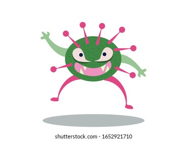 Ilustración vectorial gráfico de caracteres bacteria lindo corriendo. Dibujo vectorial de un virus, bacterias. Microbios de dibujos animados. Simple ilustración vectorial EPS10 aislado en fondo blanco.
 