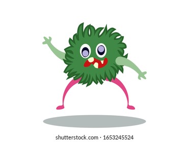 Illustration vector graphic of cute bacteria character running. Vector cartoon illustration of a virus, bacteria. Cartoon microbes. Simple vector illustration EPS10 isolated on white background.
 