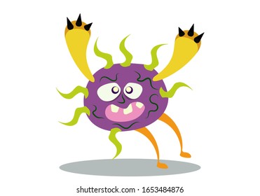 Illustration vector graphic of cute bacteria character running. Vector cartoon illustration of a virus, bacteria. Cartoon microbes. Simple vector illustration EPS10 isolated on white background.
