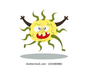 Illustration vector graphic of cute bacteria character running. Vector cartoon illustration of a virus, bacteria. Cartoon microbes. Simple vector illustration EPS10 isolated on white background.

