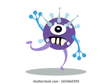 Illustration vector graphic of cute bacteria character running. Vector cartoon illustration of a virus, bacteria. Cartoon microbes. Simple vector illustration EPS10 isolated on white background.
 