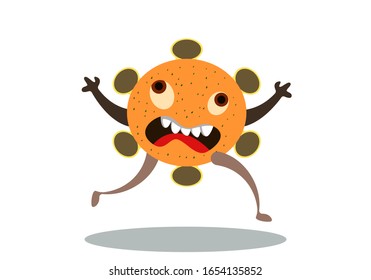 Illustration vector graphic of cute bacteria character running. Vector cartoon illustration of a virus, bacteria. Cartoon microbes. Simple vector illustration EPS10 isolated on white background.
 