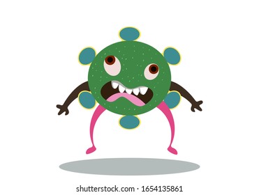 Illustration vector graphic of cute bacteria character running. Vector cartoon illustration of a virus, bacteria. Cartoon microbes. Simple vector illustration EPS10 isolated on white background.
 
