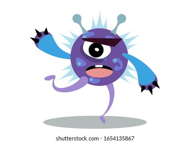 Illustration vector graphic of cute bacteria character running. Vector cartoon illustration of a virus, bacteria. Cartoon microbes. Simple vector illustration EPS10 isolated on white background.
 