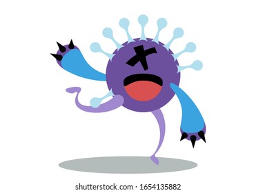 Illustration vector graphic of cute bacteria character running. Vector cartoon illustration of a virus, bacteria. Cartoon microbes. Simple vector illustration EPS10 isolated on white background.
 