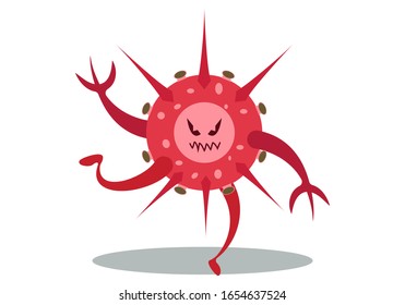 Illustration vector graphic of cute bacteria character running. Vector cartoon illustration of a virus, bacteria. Cartoon microbes. Simple vector illustration EPS10 isolated on white background.
