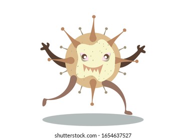 Ilustración vectorial gráfico de caracteres bacteria lindo corriendo. Dibujo vectorial de un virus, bacterias. Microbios de dibujos animados. Simple ilustración vectorial EPS10 aislado en fondo blanco.
