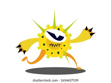 Illustration vector graphic of cute bacteria character running. Vector cartoon illustration of a virus, bacteria. Cartoon microbes. Simple vector illustration EPS10 isolated on white background.

