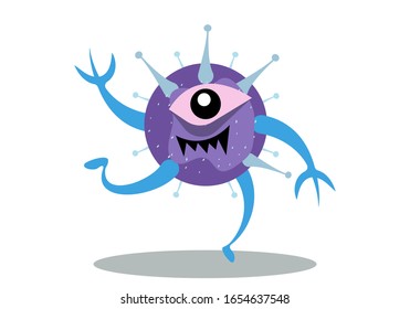 Illustration Vektorillustration Grafik von süßen Bakterien Zeichen laufen. Vektorillustration Cartoon Illustration eines Virus, Bakterien. Cartoon-Mikroben. Einfache Vektorillustration EPS10 einzeln auf weißem Hintergrund.
