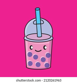 Illustration vector graphic of CUTE BOBA DRINK DOODLE SUITABLE FOR KIDS THEMED DESIGN