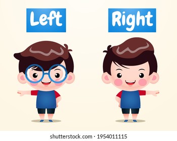 Illustration vector graphic of Cute Boys Opposite Left Right. Perfect for children book illustrations, game illustration, banner, animation, etc.