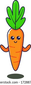Ilustración vectorial gráfica de zanahoria linda, perfecta para alimentos saludables y productos de bebida. También se puede usar para carteles para niños