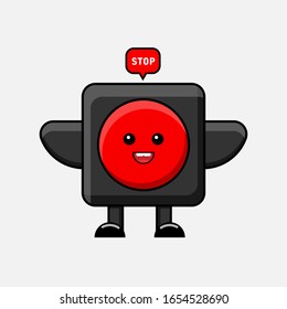 Illustration vector graphic of Cute cartoon traffic lights with traffic sign.good for book cover,template icon,t-shirt design,etc