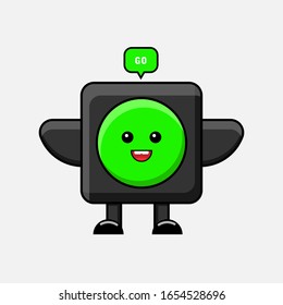 Illustration vector graphic of Cute cartoon traffic lights with traffic sign.good for book cover,template icon,t-shirt design,etc