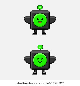 Illustration vector graphic of Cute cartoon traffic lights with traffic sign.good for book cover,template icon,t-shirt design,etc
