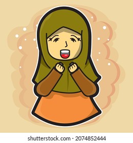 illustration vector graphic of cute cartoon Muslim characters