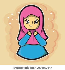 ilustración vectorial de lindos personajes musulmanes de caricatura