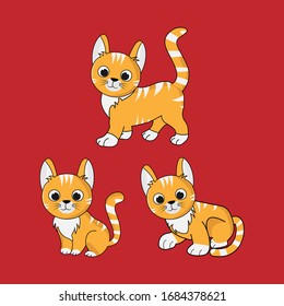 illustration vector graphic of cute  cat animal character cartoon isolated, perfect for cover, book, birthday card, gift card, wrap paper, sticker, t-shirt, memo, decoration