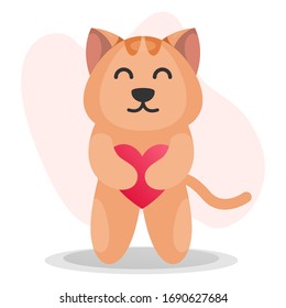 illustration vector graphic of cute cat with love pillow. perfect for book education,pet shop, and kids apparel