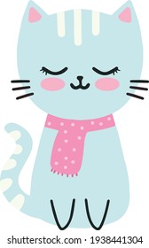 Illustration vector graphic of cute cat. Perfect for print product, sticker, etc.