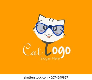 Illustration vector graphic of cute cat with glasses logo modern 
