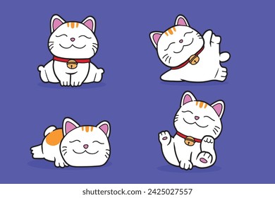 illustration vector graphic of cute cat character with 4 emotion perfect for sticker character design