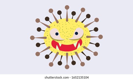 Illustration vector graphic of Cute character of germ, bacteria and virus. Microbe, Pathogen, Virus icon. Vector cartoon illustration of a virus. cute cartoon germ in flat style design. 