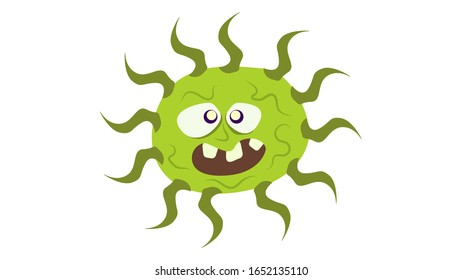 Illustration vector graphic of Cute character of germ, bacteria and virus. Microbe, Pathogen, Virus icon. Vector cartoon illustration of a virus. cute cartoon germ in flat style design. 