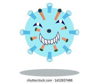 Illustration vector graphic of Cute character of germ, bacteria and virus. Microbe, Virus icon. Cartoon microbes. Vector cartoon illustration of a virus. cute cartoon germ in flat style design.