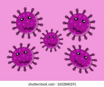 Illustration vector graphic of Cute character of germ, bacteria and virus set collection. Microbe, Pathogen, Virus icon. Cartoon microbes. Cute cartoon germ in flat style design. vector EPS10.