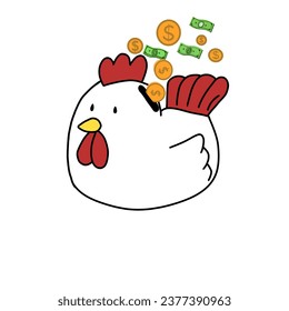 Ilustración vectorial gráfica de banco de pollo lindo.