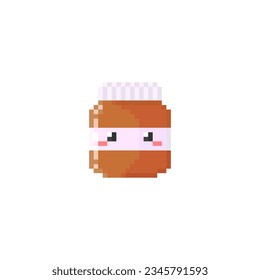 Illustration vector graphic of cute chocolate jar in pixel art style