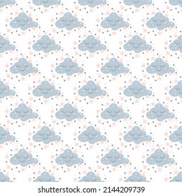 illustration vector graphic of cute cloud kawaii cartoon seamless pattern