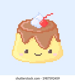 Illustration vector graphic of cute custard pudding pixel