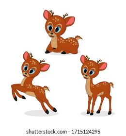 illustration vector graphic of cute deer animal character cartoon isolated, perfect for cover, book, birthday card, gift card, wrap paper