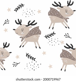 Illustration vector graphic of cute deer, perfect for background, fabric or object pattern, printing ,warping, textile etc.