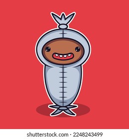 Illustration vector graphic of cute doodle ghost, perfect for t-shirt design, stickers, etc