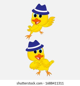 illustration vector graphic of cute  duck animal character cartoon isolated, perfect for cover, book, birthday card, gift card, wrap paper, sticker, t-shirt, memo, decoration