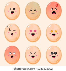 Illustration vector graphic of cute egg emoticon set 