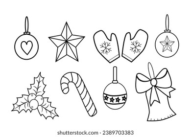 illustration vector graphic of cute element Christmas,good for children coloring book