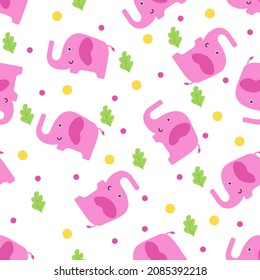 Illustration vector graphic of cute elephant seamless pattern. Good for printing on linen, fabric, textile, paper