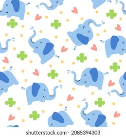 Illustration vector graphic of cute elephant seamless pattern. Good for printing on linen, fabric, textile, paper
