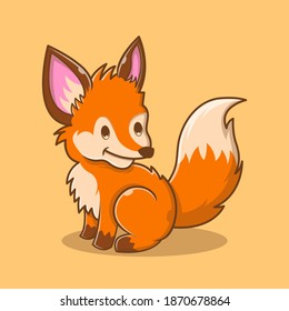 Ilustración vectorial gráfica de la sentada de Cute Fox. Concepto de logotipo animal. Estilo de caricatura plano