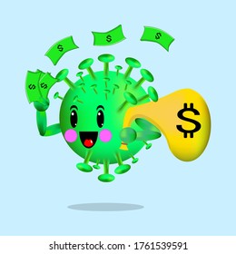 illustration vector graphic of cute and funny corona virus covid 19  cartoon characters. perfect for mascot, symbol and etc.
