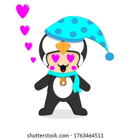ilustración vectorial de personaje de dibujos animados de pingüino lindo y divertido. encaje para mascota y símbolo
