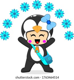 illustration vector graphic of cute and funny penguin cartoon character. fit for mascot and symbol
