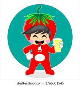 Ilustración vectorial gráfica de personaje de caricatura de tomate lindo y gracioso. Perfecto para mascota, símbolo y pegatina.